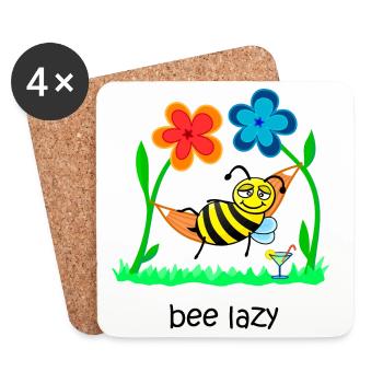 bee lazy, lazy bee, sweet bee, funny animals - Coasters (set of 4) - white - Front