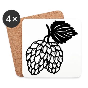 brasserie icône houblon - Dessous de verre (lot de 4) - blanc - Devant