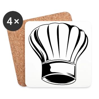 kochmütze cooking kochen symbol - Untersetzer (4er-Set) - Weiß - Vorne
