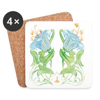 Symmetrical lily art for elegant clothing - Coasters (set of 4) - white - Front