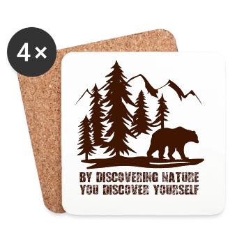 By discovering nature you discover yourself - Coasters (set of 4) - white - Front