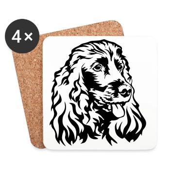 Cocker Spaniel Kopf - Untersetzer (4er-Set) - Weiß - Vorne