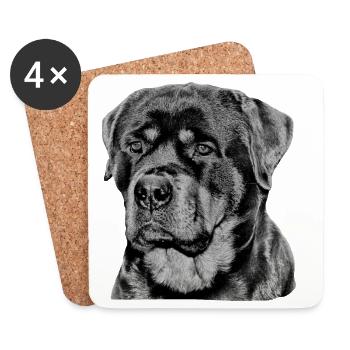 Rottweiler chien chien de garde chiens - Dessous de verre (lot de 4) - blanc - Devant