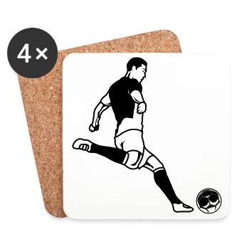 Football joueur silhouette footballeur - Dessous de verre (lot de 4) - blanc - Devant
