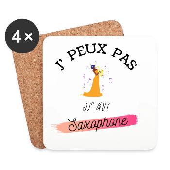 je peux pas, j'ai saxophone - Dessous de verre (lot de 4) - blanc - Devant