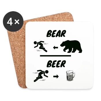 Bärenrennen und Bier - Untersetzer (4er-Set) - Weiß - Vorne