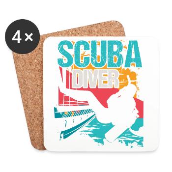 Diver Scuba Diving - Coasters (set of 4) - white - Front