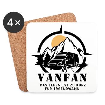 Camper T-Shirt, Hoody und Zubehör VanFan - Untersetzer (4er-Set) - Weiß - Vorne