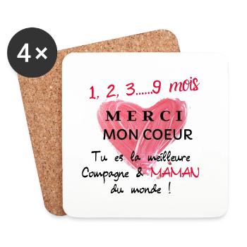 fête des mères, maman, future maman - Dessous de verre (lot de 4) - blanc - Devant
