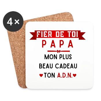 papa, fier de toi, mon plus beau cadeau ton adn - Dessous de verre (lot de 4) - blanc - Devant