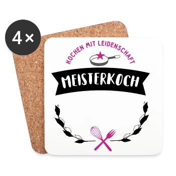 koch sternekoch individualisierbar geschenk bester - Untersetzer (4er-Set) - Weiß - Vorne