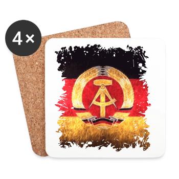 Drapeau de la RDA - Dessous de verre (lot de 4) - blanc - Devant