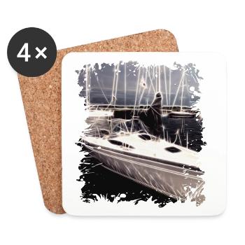 Sailboat - Sailing - Coasters (set of 4) - white - Front