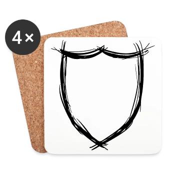 Schild, Symbol Hand gezeichnet - Untersetzer (4er-Set) - Weiß - Vorne