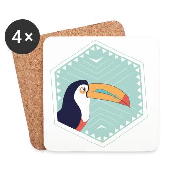 Colorful toucan - turquoise - Coasters (set of 4) - white - Front