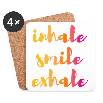 Citation de yoga Inhale Inhale Exhale Gradient om - Dessous de verre (lot de 4) - blanc - Devant