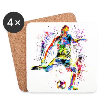 J’aime le football - joueurs de football - Dessous de verre (lot de 4) - blanc - Devant
