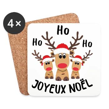 3 Weihnachten Rennes Ho Ho Frohe Weihnachten - Untersetzer (4er-Set) - Weiß - Vorne