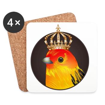 royal bird as a portrait with a golden crown - Coasters (set of 4) - white - Front