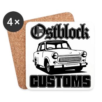 Farbe änderbar | Trabi Trabbi Ostblock Customs - Untersetzer (4er-Set) - Weiß - Vorne
