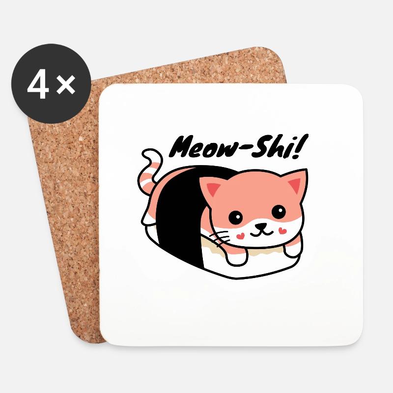 Miau. Kawaii Sushi Kat. - Untersetzer (4er-Set) - Weiß