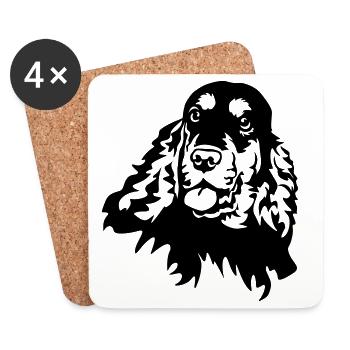 Cocker Spaniel Head - Dessous de verre (lot de 4) - blanc - Devant