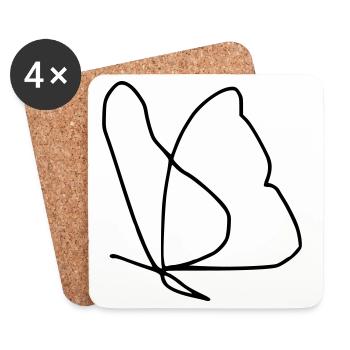 Papillon - Dessous de verre (lot de 4) - blanc - Devant