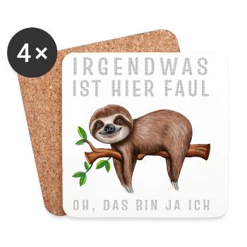 Faultier Irgendwas ist hier Faul Oh das bin ja ich - Untersetzer (4er-Set) - Weiß - Vorne