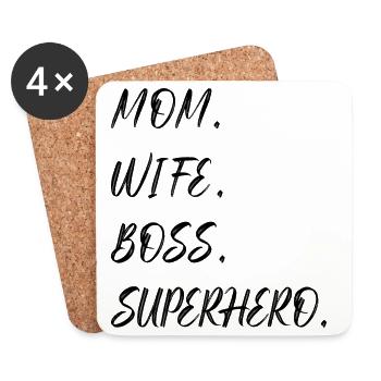 Maman Femme Super-héros Fête des Mères - Dessous de verre (lot de 4) - blanc - Devant