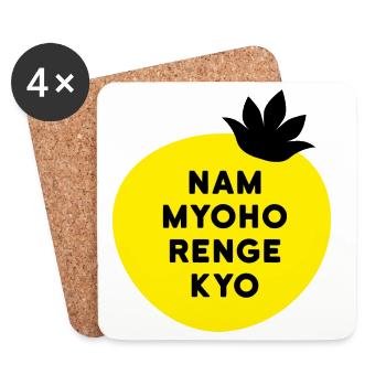 Nam Myoho Renge Buddha Mantra Lotos Spruch - Untersetzer (4er-Set) - Weiß - Vorne
