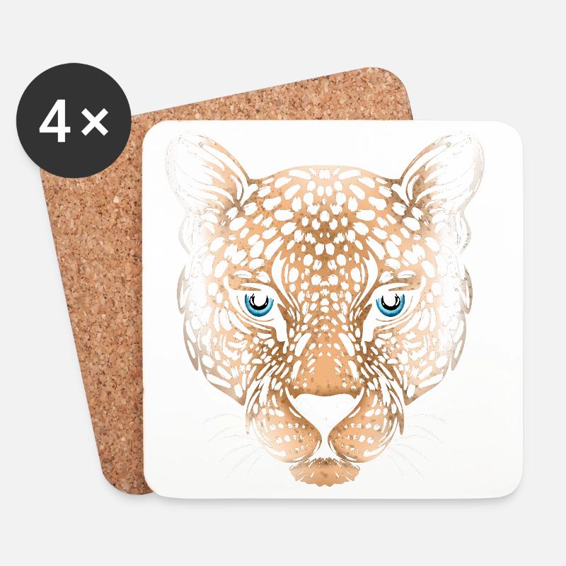 Leopard Gepard Jaguar - Untersetzer (4er-Set) - Weiß