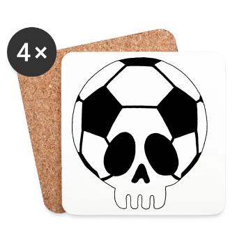 Totenkopf und Fußball - Untersetzer (4er-Set) - Weiß - Vorne