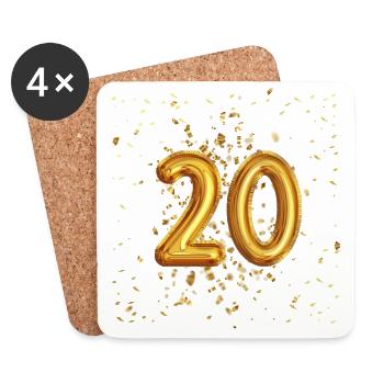 Conception du 20e anniversaire - Dessous de verre (lot de 4) - blanc - Devant