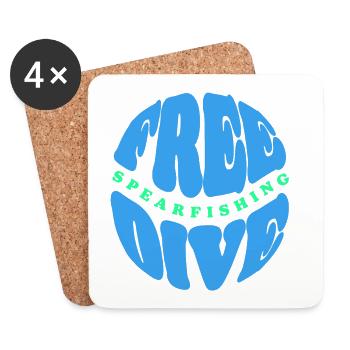 Freedive and Spearfishing Typography - Coasters (set of 4) - white - Front