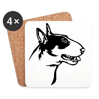 Tête de Bull Terrier - Dessous de verre (lot de 4) - blanc - Devant