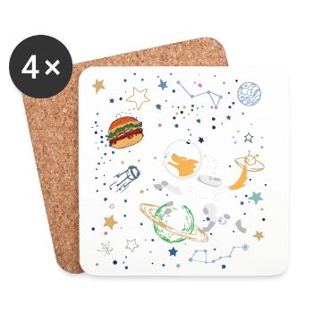 Explorateur de l’espace avec l’astronaute Fox - Dessous de verre (lot de 4) - blanc - Devant