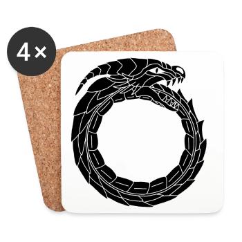 Dragon noir dévoreur - Dessous de verre (lot de 4) - blanc - Devant