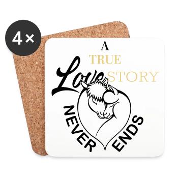 Alpaca Lama Love Story - Coasters (set of 4) - white - Front
