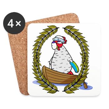 Lorbeerkranz Oma Huhn Moin Seenot Paddelboot Ahoi - Untersetzer (4er-Set) - Weiß - Vorne