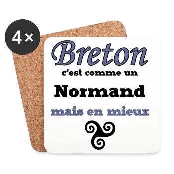 Breton - Normand mais en mieux - Dessous de verre (lot de 4) - blanc - Devant