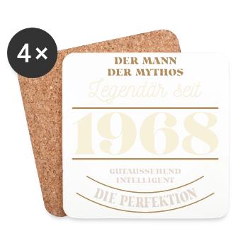 Der Mann der Mythos Legendär seit Jahrgang 1968 - Untersetzer (4er-Set) - Weiß - Vorne