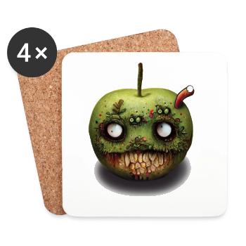 Zombie Apple Fallen Fruit - Coasters (set of 4) - white - Front