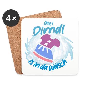 Verspieltes Dirndl Design mit Waschmaschine - Untersetzer (4er-Set) - Weiß - Vorne