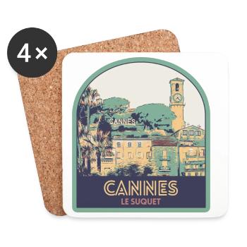 Quartier du Suquet à Cannes en France - Dessous de verre (lot de 4) - blanc - Devant