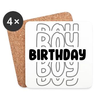 Stacked Outline Boy Typography - Coasters (set of 4) - white - Front