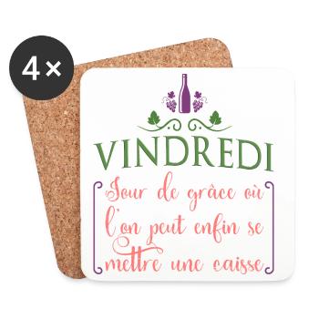 Vindredi jour de grâce où l'on se met une caisse - Dessous de verre (lot de 4) - blanc - Devant