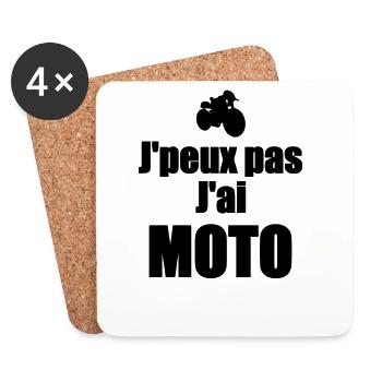 J'peux pas j'ai moto - Dessous de verre (lot de 4) - blanc - Devant