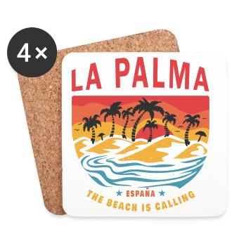 La Palma beach palm tree design - Coasters (set of 4) - white - Front