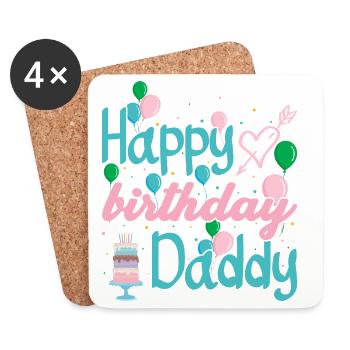Happy Birthday Daddy Typography - Coasters (set of 4) - white - Front