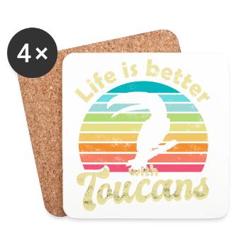 Toucan Bird - Coasters (set of 4) - white - Front